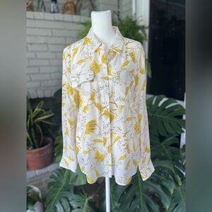 NWT a loves a  silk long sleeve corn husk design top size medium